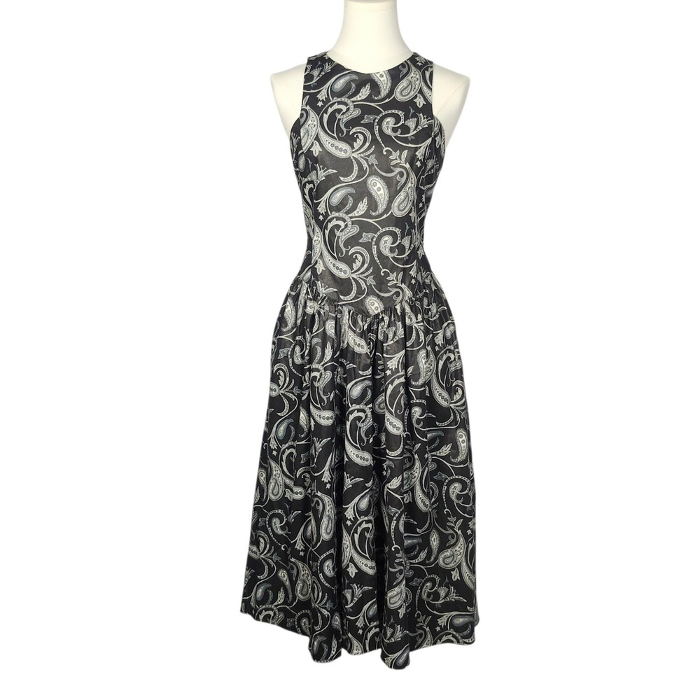 Vintage All That Jazz 90's Paisley Midi Dress Womens 9 Smocked Back Pockets‎ USA